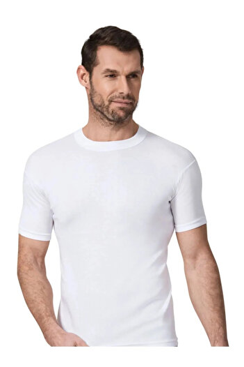 Namaldı Men's Rib Cotton Closed Collar Half Sleeve Undershirt 6 Pieces