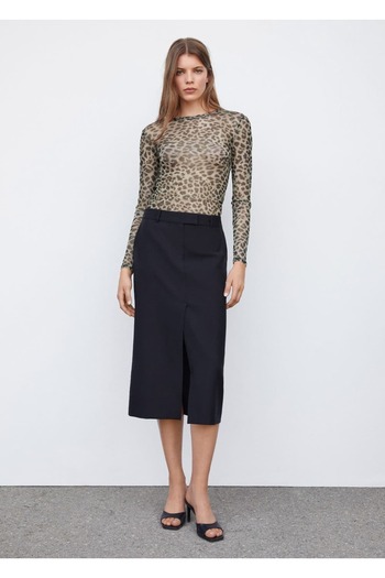 MANGO Woman Semi Transparent Animal Pattern T-Shirt