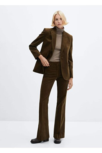 MANGO Woman Velvet Fabric Trousers