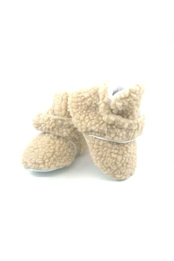 Babytor Special Series Fur, Velcro, Beige Unisex Baby Shoes, Booties, Slippers
