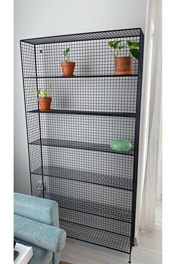 GO DEKOR Yeni 6 Gözlü Büyük Kitaplık Rafı & Kafes Tel Vitrin - 190x100x23