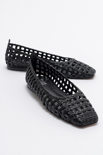 LuviShoes ARCOLA Černé pletené vzorované dámské baleríny