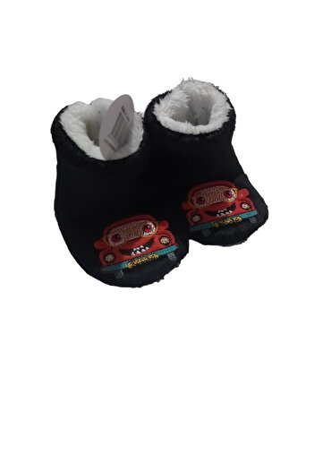 AY ONLİNE Unisex Black Red Car Embroidered Slippers Home Boots First Step
