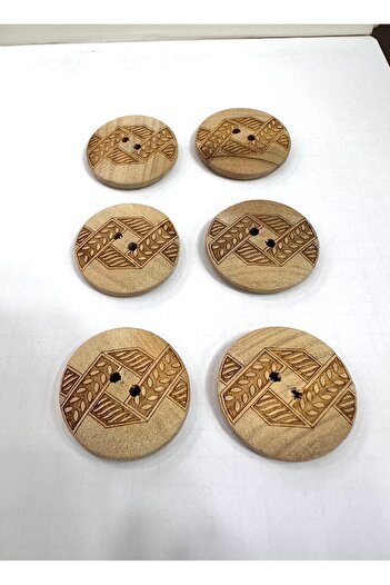 ODDA TASARIM ATÖLYESİ Natural wood 1.5 cm button set with laser