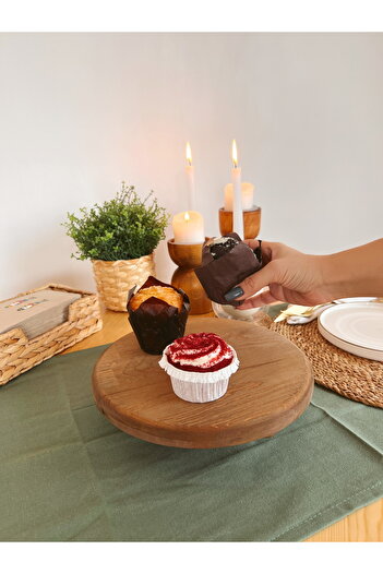 KaiHome Natural Wooden Round Dark Color Leg Riser / Presentation Stand / Organizer