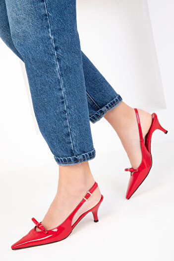 SOHO Red Patent Leather Women's Classic Heeled Shoes 18805