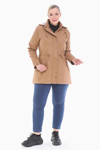 VETRE Women's Large Size Hooded Mink Short Trench Coat 1001