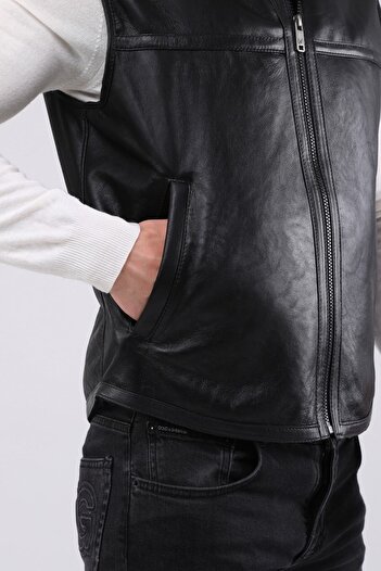 CE-YIL DERİ ÜRÜNLERİ Men's Genuine Leather Fur Vest