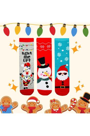 Socks Stations 3'lü Havlu Çorap Kutusu -ünisex Renkli Desenli Kalın Havlu Kış Çorabı 3'lü Karışık Set