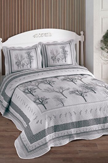 ŞENER HOME My cover is Palmira Gray Double Quilted Bedspread