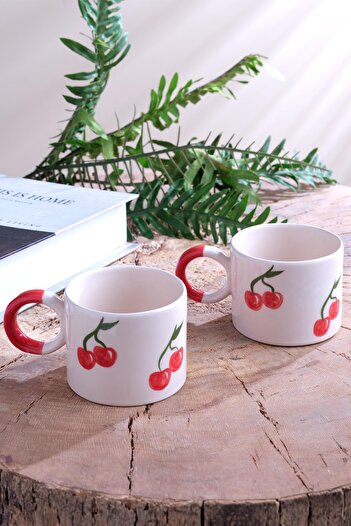 Znp Home Strawberry| 2 Pieces Ceramic Mug Cup Mug Ceramic Double Turkish Coffee Cup