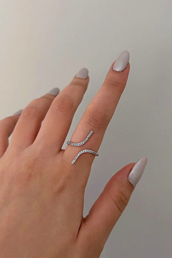 The Collection Silver Zircon Stone Spiral Model Ring