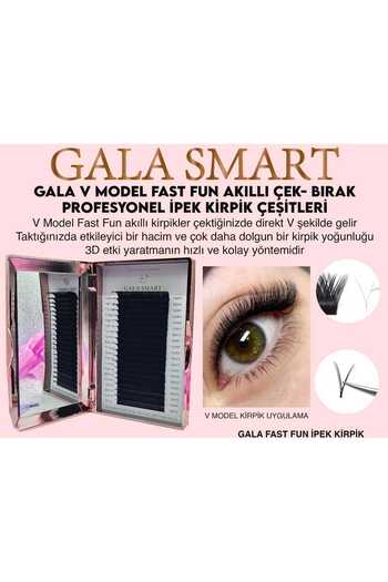 GALA Professional Tnl Exxtra Ipek Kirpik V Lash 0,7 Mm D Kıvrım Mix Kutu Fast Fun Çek Bırak Gala Smart