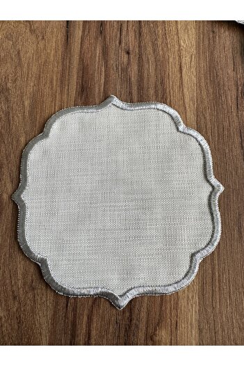 Nurhanhome 6 Pieces Premium Linen Fabric Edges Embroidery Coffee Side Cocktail Presentation Napkin