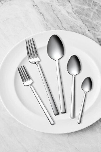 gök 30 piece spoon fork set rod model (stainless steel)