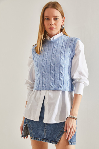 Bianco Lucci Women's Braided Knitwear Blouse
