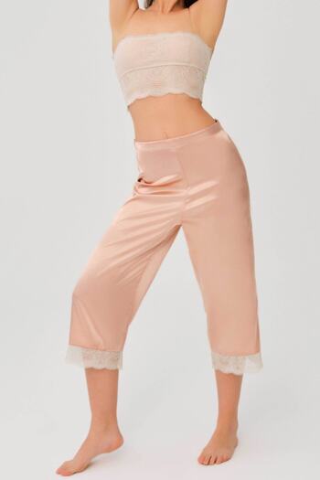 Dagi Powder Satin Lace Detailed Pajama Bottoms