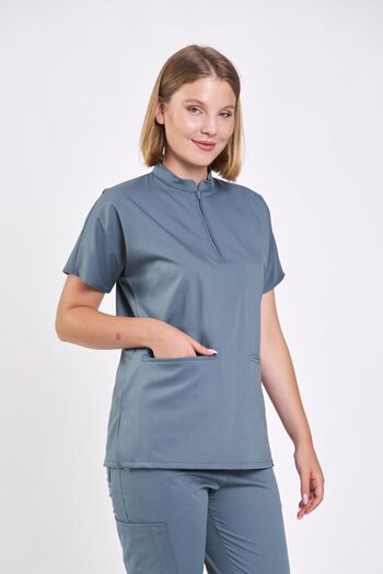 Owlet Medikal Lycra Zipper Detailed Anthracite Blue Uniform