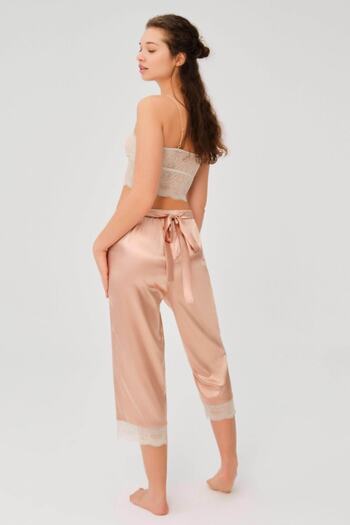 Dagi Powder Satin Lace Detailed Pajama Bottoms