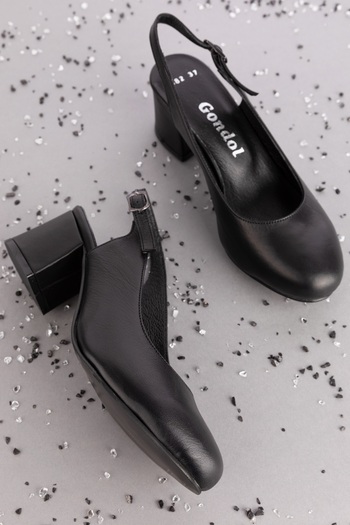 Gondol Genuine Leather Laser Cut Stylish Heeled Shoes Şhn.883