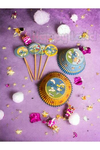 Happyland Smurfs Smurf Party Set Cupcake Set 2 Pieces (Toothpick, Cupcake Mold) Birthday Set