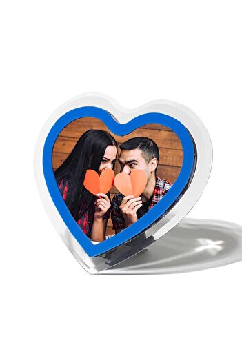 Nobbystar Decorative Plexiglass Heart Motif Blue Color Children's Photo Frame