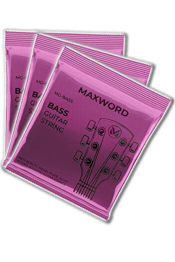 Maxword GT-Bass-3X Quality Bass Guitar String 3 Sets Set