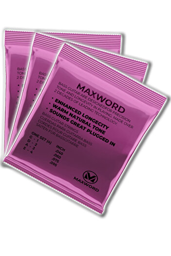 Maxword GT-Bass-3X Quality Bass Guitar String 3 Sets Set