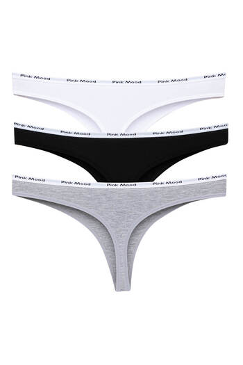 pink mood Belt Elastic Cotton Sexy Thong 3 Pack
