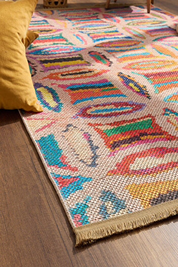 Mega Reyon Makinede Yıkanabilir Jüt Halı Dijital Baskılı Kaydırmaz Pamuk Jel Taban Kilim, Halı