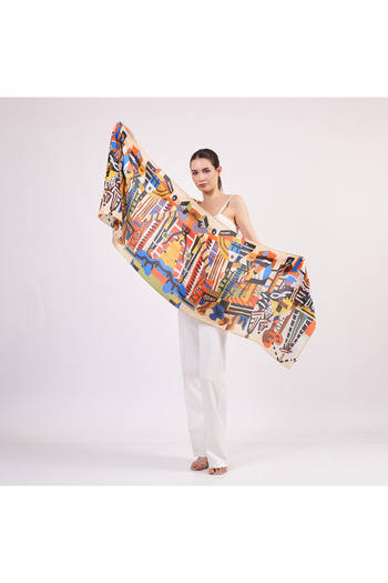 Nomads Felt Voile Silk Scarf| 55x180 cm| Nomads Art Pattern 2| Nomads Felt