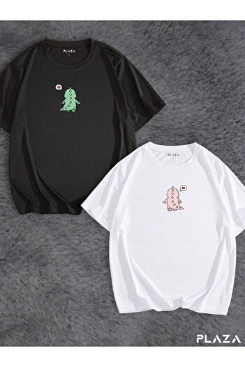 CANDEL Unısex DinoLove Двоє Oversize Tshirt Двоє Комбінація Двоє Tshirt