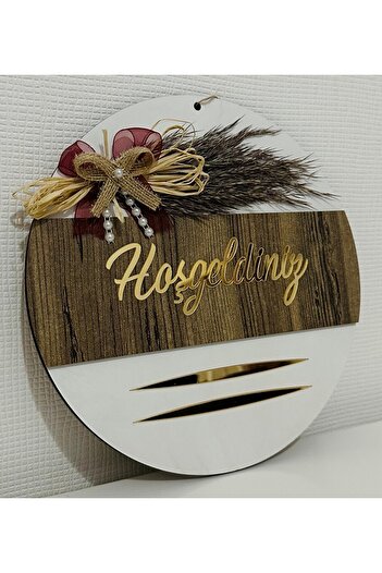 Pey Aksesuar Welcome Written Mirrored Plexiglass Ξύλινο Στολίδι Πόρτας Διακοσμητικό Εξωτερικό Στολίδι Πόρτας Λευκό