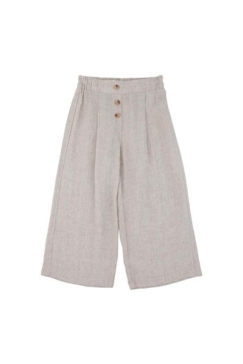 best kids Girl's Beige Ornamental Buttoned Trousers
