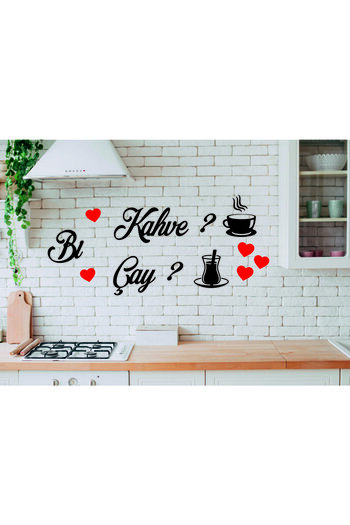 Ste Desing Dekoratif Mutfak Süsü, Bi Çay Bi Kahve
