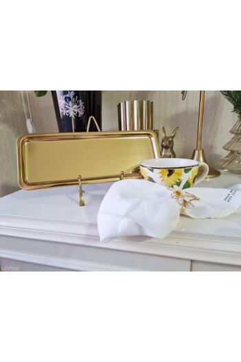 LOVYCO Gold 33x13 Servis Sunum Tepsisi,%100 Titanyum Kaplama
