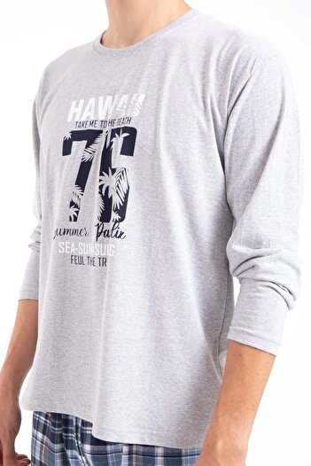 YUYİ 100% COTTON 4 SEASONS FABRIC LONG SLEEVE MEN'S PAJAMAS SET (EXCUSED BOTTOM COLOR DIFFERENCY BE SHOW)