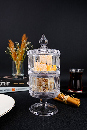 Digithome Footed 2-Tier Glass Presentation Cookie Holder and Sugar Bowl – KU.MPP.002 C1-1-288
