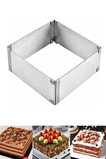 Bayev Set of 2 Square and Round Practical Adjustable Luxury Adjustable Cake Pastry Mold Set Stainless Steel