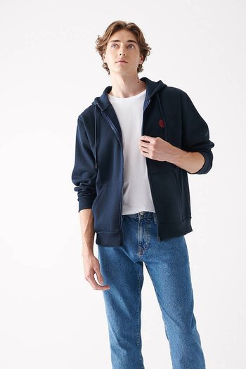 Mavi Navy Blue Zippered Sweatshirt - Night