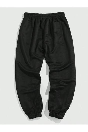 Khione Unisex μαύρο εμπριμέ ανυψωμένο παντελόνι με ελαστικό πόδι