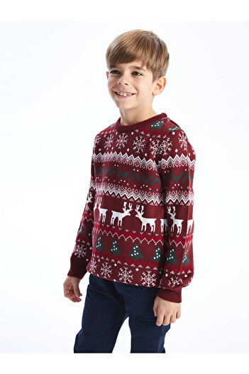 LC Waikiki LCW Kids Crew Neck New Year Themed Long Sleeve Boy's Knitwear Sweater