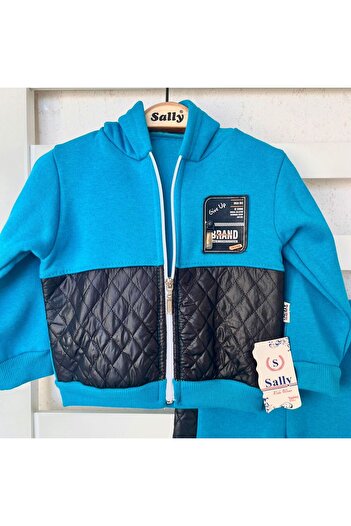sally baby 3 Thread Winter Hooded Inside, Quilted Detail, Accessory, Zippered, Hooded Top and Bottom Set