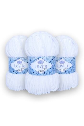 LaVita Yarn Velur Baby 3 Pack Amigurumi Πλεκτό Χέρι Σχοινί Taka Yarn 1002-opticwhite
