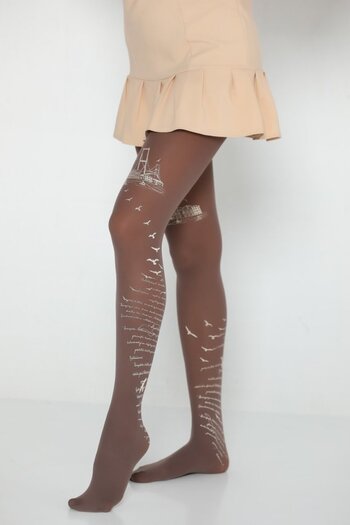 Penti Women's Istanbul Patterned 40 Denim Pantyhose GIANT CAMPAGNE