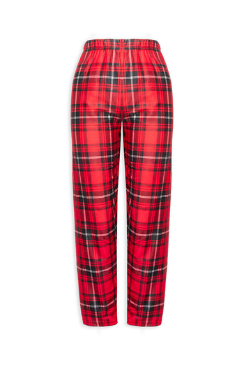 Line Smart Women's Winter Plaid Patterned Elastic Quality Suede Pajama Bottoms