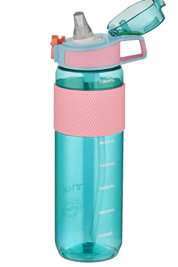Vagonlife TKK 800ml Tritan Water Bottle with Straw and Carrying Handle Silicone Body Size Scale