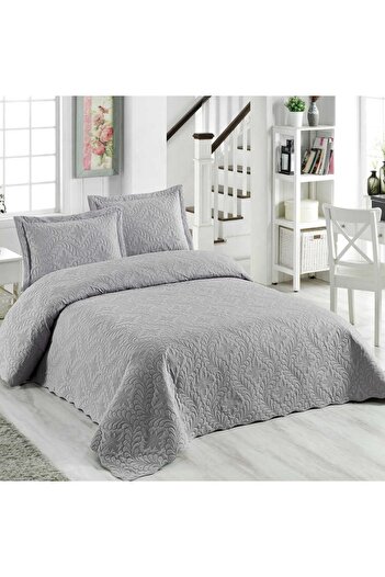 ŞENER HOME My cover is Ivy Gray Double Microfiber Quilted Bedspread