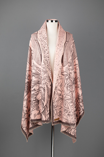 Şaless Double Sided Patterned Shoulder Shawl - Powder