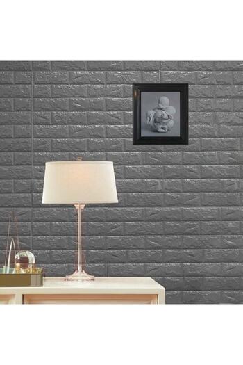 Renkli Duvarlar Erasable Paintable Aesthetic Self-Adhesive Flexible Gray Brick Wallpaper Panel